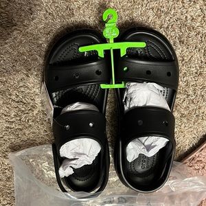 NWT BLACK MEGA CRUSH CROC SANDALS